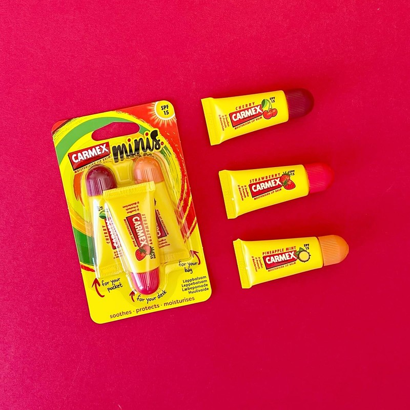 Carmex CARMEX Minis Lip Balm Tube Trio Pack, SPF15 (Cherry,