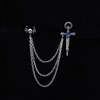 Gothic Skull Head with Sword Brooch Pin Long Chain Tassels