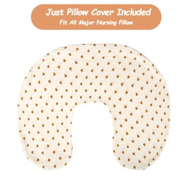 Hooyax Muslin Nursing Pillow Covers Only, Soft and Breathable Nursing Covers for Breastfeeding Pillows, Adorable Infant Feeding Pillow slipcover for Baby Boy and Girls (Heart)