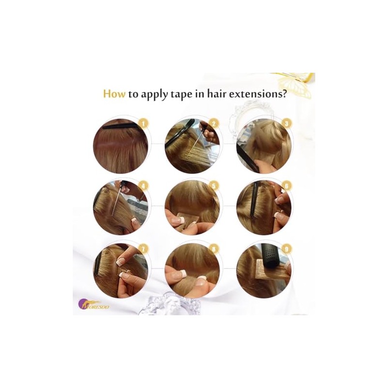 Moresoo Tape Extensions Echthaar Blond, Invisible Tape in Extensions 35cm