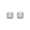 Silver Plated Square Screw Back Stud Earrings CZ Iced Out