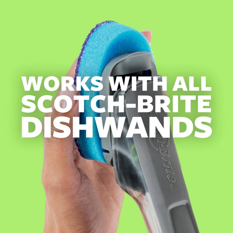 Scotch-Brite Scrub Dots Non-Scratch Dishwand Refills, Blue, 14 Replacement Heads