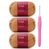 Mooaske 3 Pack Crochet Yarn with Crochet Hook - Worsted
