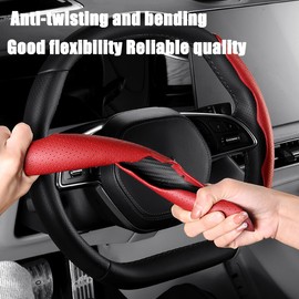 CGEAMDY Car Carbon Fiber Anti-Skid Steering Wheel Cover, Segmented Steering Wheel Protector, Butterfly Steering Wheel Cover, Universal Car Wheel Cover Protector, Car Interior Accessories（Red）
