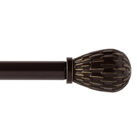 eTeckram 5/8" Single Curtain Rod with Brun Finials (Bronze Gold, 28''-48'')
