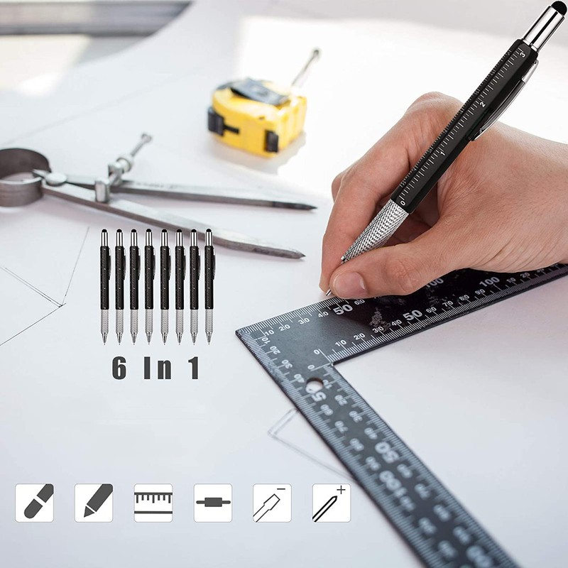 GOOMAND Multi-functional Ballpoint Pen Stylus Pen with Screwdriver Leveler Ruler