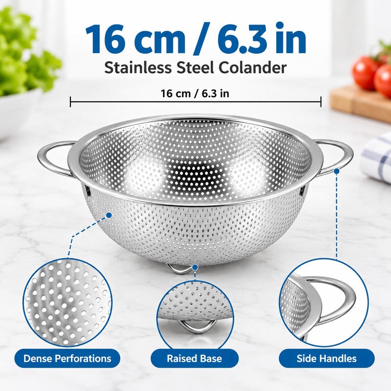 Stainless Steel Colander for Washing Vegetables & Draining Pasta –