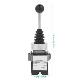 Regun Joystick Switch, 2-Position Momentary 2NO Monolever for Panel Installation with Spring Return (0-380V AC / 0-220V DC), Black