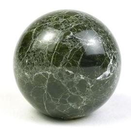 KhanImports Decorative Green Marble Sphere, Stone Sphere Ball Decor - Large, 4 Inch Dia.