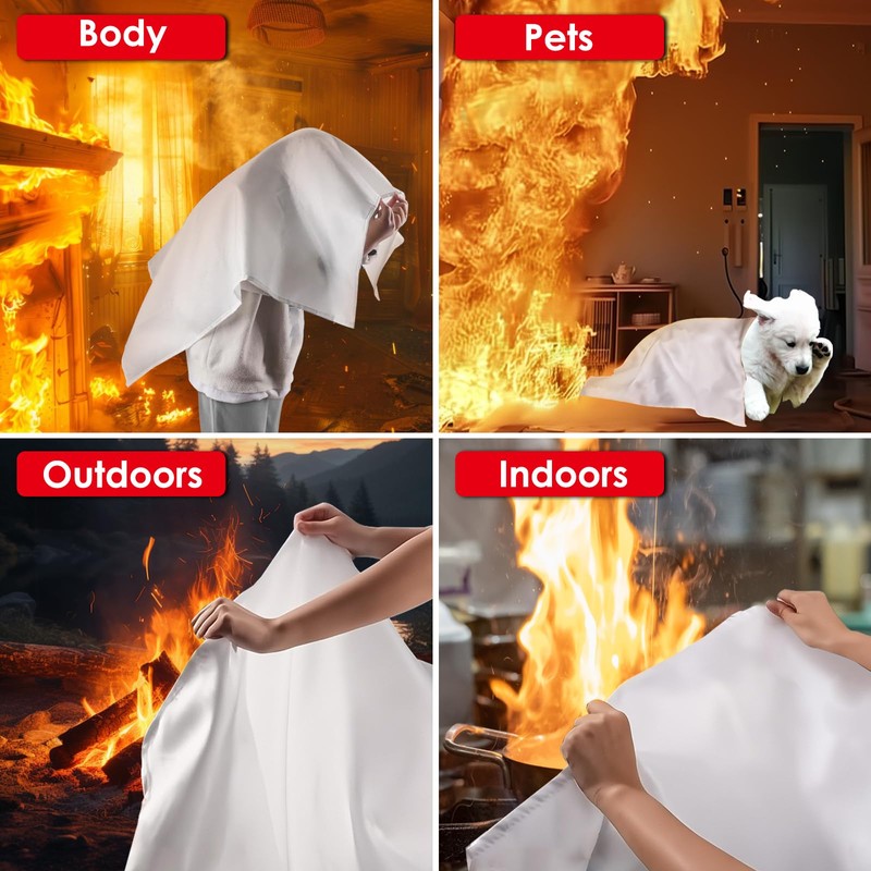 DAWNTREES Fire Blankets Emergency for Kitchen Home,1x1m Emergency Fire Retardant