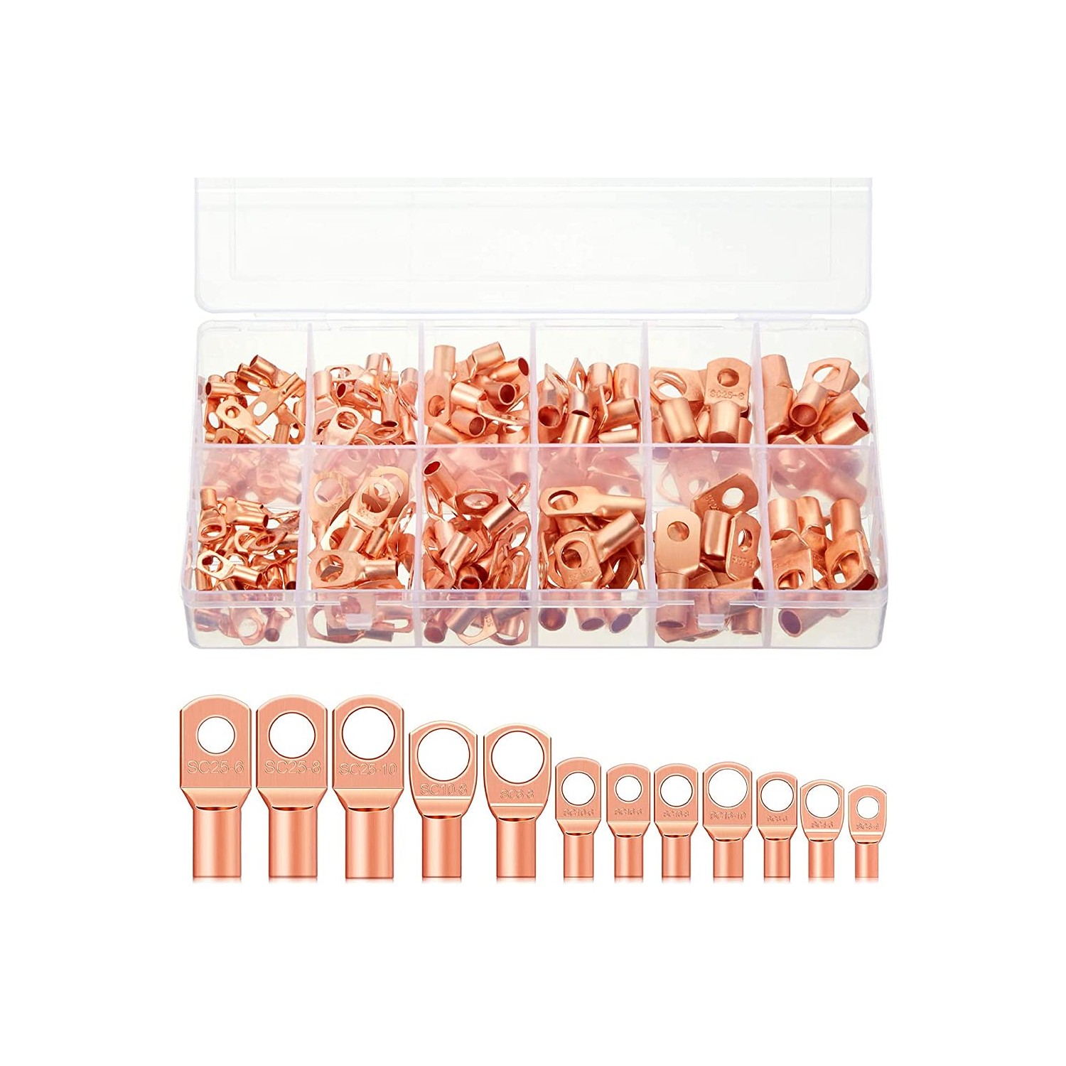 MMOBIEL 170 Pcs Assortment Copper Battery Cable Ends Heavy Duty Wire ...
