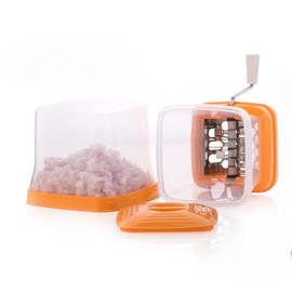 Manual Vegetable Chopper with Hand Crank, Multi-Purpose Kitchen Cutter for Chilli, Onion, Tomatoes, Clear Storage Container