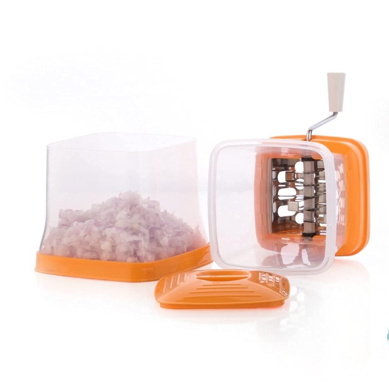 Manual Vegetable Chopper with Hand Crank, Multi-Purpose Kitchen Cutter for