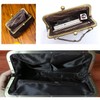 Women Small Vintage Chains Handbag - Pu Leather Kiss Lock