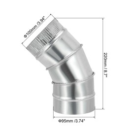 PATIKIL 4" OD 45 Degree Elbow Duct Pipe Connector, HVAC Ventilation Chimney Flue Tube Connector Galvanized Iron Adapter Crimped for Vent Exhaust Stovepipe