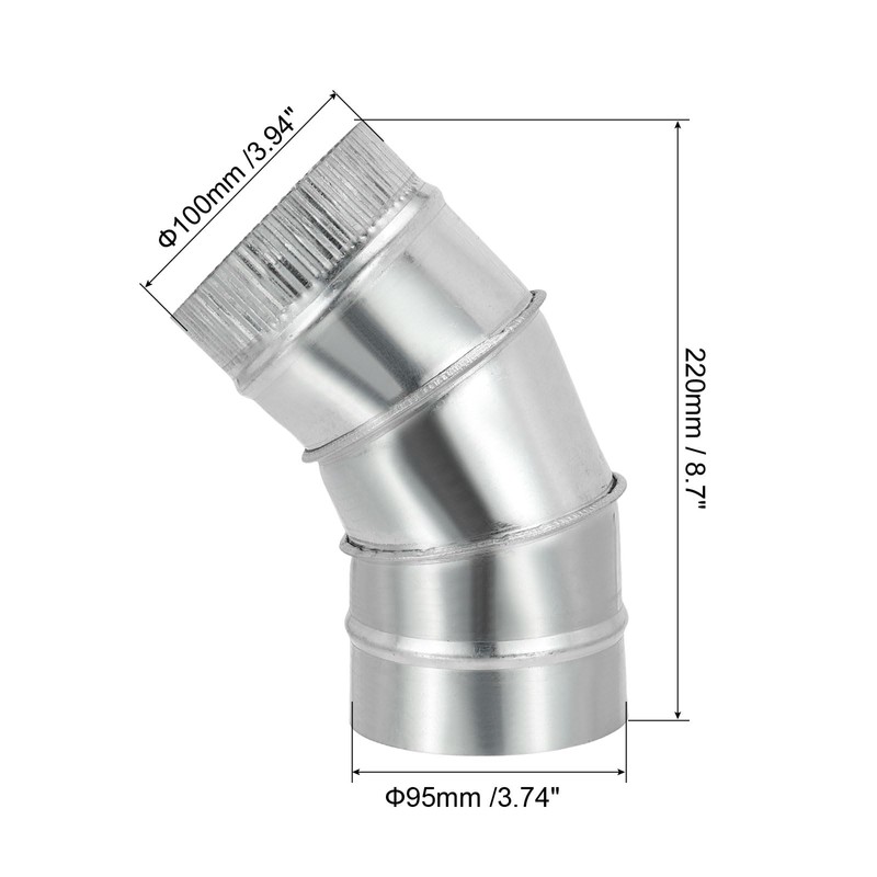 PATIKIL 4" OD 45 Degree Elbow Duct Pipe Connector, HVAC