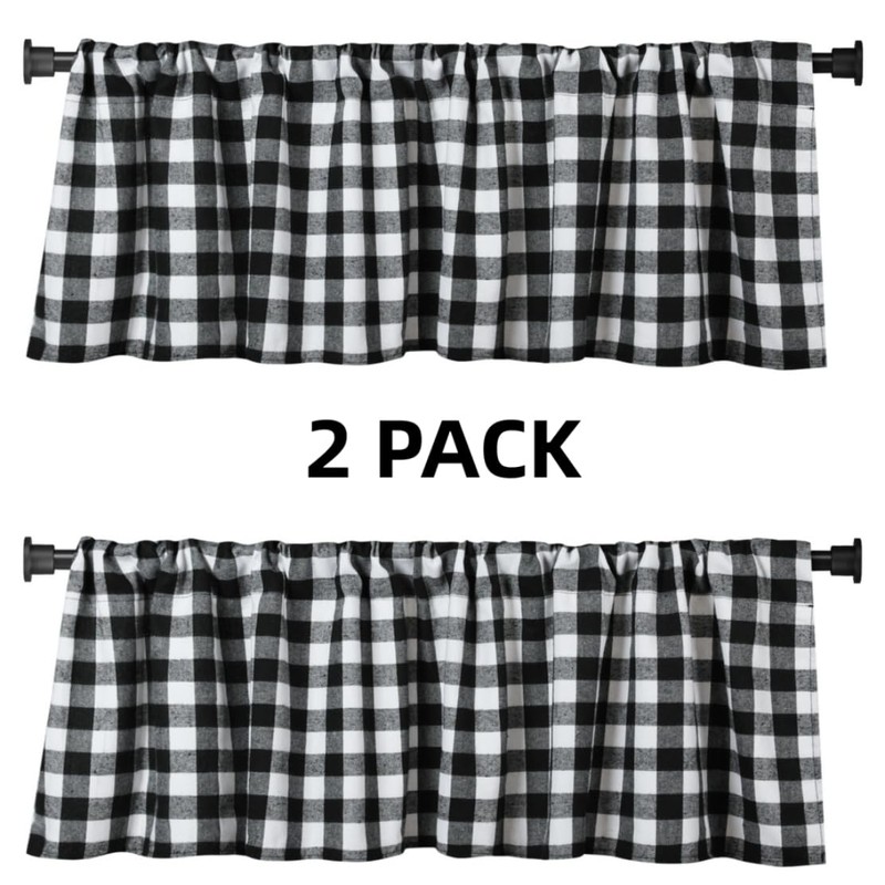 2 Pack Buffalo Check Plaid Window Valances Farmhouse Design Window