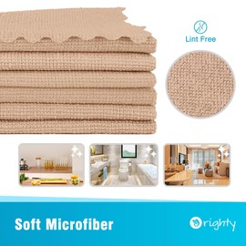 Orighty Microfiber Cleaning Cloth, 24 Pack Highly Absorbent Cleaning Supplies, Reusable Clean Rags for House, Microfiber Cloth for Kitchen, Window, Car Care, 11.5x11.5 inch Brown