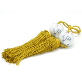 Kutani Ware (Kodama Fuuzen Shirousei Yoshino, Nagamaru, White, Total Length 9.1 inches (23 cm) (including tassels)