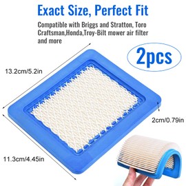 2 Pieces Air Filter for Briggs Stratton, Garden Air Filter, Lawnmower Air Filter, Lawnmower Air Filter, Lawn Mower Air Filter, for Lawnmowers and Tractors, Briggs and Stratton