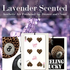 KDHTY Trendy Coquette Cheetah Print Lavender Car Air Freshener 3 Pcs, Leopard Lucky 8 Ball Dice Poker Cars Scents Air Freshener for Women Girls, Cute Car Accessories Interior Mirror Decor Hanging