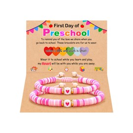 UPROMI First Day of Preschool Bracelet Gift, 1st First Day of Prek Pre K School Bracelet Mom and Daughter Back to School Bracelet Gifts Mommy and Me