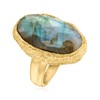 Ross-Simons Oval Labradorite Textured and Polished Ring in 18kt Gold