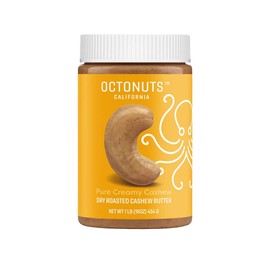 Octonuts Dry Roasted Pure Cashew 16oz Nut Butter 16oz - Pure Creamy Nut Butter - Heart Healthy and Delicious Keto Friendly Foods - Gluten Free, Vegan, Kosher, Paleo, Non-GMO Nut Butters Single Ingredient