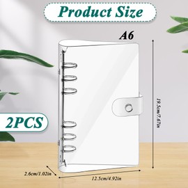 Pack of 2 Ring Binder A6, A6 Binder, Ring Binder, Transparent Loose Binder, Waterproof Ring Binder A6, Refillable Ring Binder with Press Stud Notebook Protection for Office, School, Journal, Book