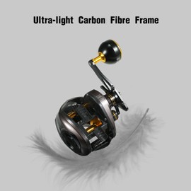 USB Rechargeable Carbon Fiber Baitcasting Reel 9+1BB Fishing Reel with Display High Speed 6.4: 1 Gear Ratio Magnetic Brake   System Baitcaster Reel For Right Hand