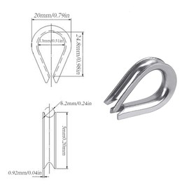 YUforest Pack of 24 Rustproof Rope Clamps, Duplex Clamps, Stainless Steel for Wire Ropes, Washing Lines, Fixed Patios, Hanging (12 Rope Clamps, 12 Thimbles), Silver