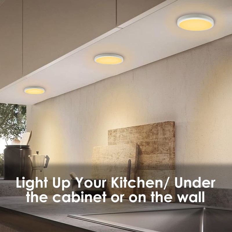 Taoellen 9W Ultra-Thin LED Ceiling Light, 3000K Warm White, φ120mm