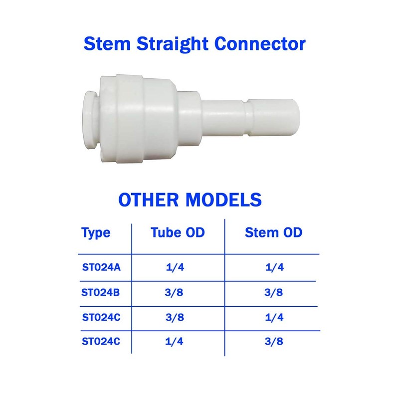 Malida Tube Fitting Stem Straight Connector,3/8" Tube OD x 1/4"