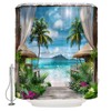 LAEDCIITI Ocean Beach Shower Curtain Tropical Summer Palm Tree Leaves