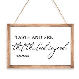Taste and See That the Lord is Good Scripture Decor,Taste and See that the Lord is Good Wood Sign Hanging Plaque,Christian Kitchen Wooden Hanging Signs Wall Decor