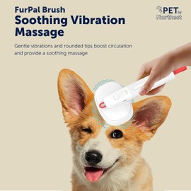 Pet Brush; FurPal MultiFunctional Pet Brush: Groom with negative Ionic Technology, deshed your pet with vibrating comfort massage. Perfect for dogs & cats!