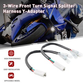 FSFY 2 pcs Turn Signal Wiring Harness 3 Wire Plug and Play Turn Signal Splitter Harness Y-Adapter for Yamaha R1 R3 R6 FZ1 FZ6 FZ07 FZ09