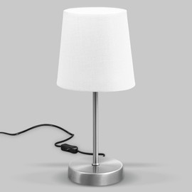 LED Table Lamp I Fabric Lamp Matte Nickel I E14 I Table Lamp I Bedside Lamp with Switch I IP20