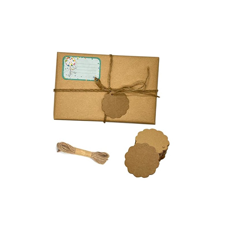 ARKRAFT 40 Kraft Labels for Gift Wrap Shape Wavy Circle