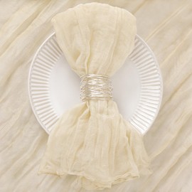 DeZerlor 20 Pack Beige Cheesecloth Napkins Washable Spring Mothers Day Cloth Napkins Set of 20 Cotton Gauze Cream Napkins Bulk 21x21 Inches for Wedding Bridal Baby Shower Dinner Garden Party Decor