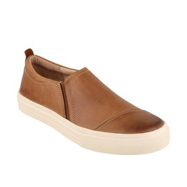 Taos Twin Gore Lux Slip-On Sneakers - Luxe Leather Slip Ons with Curves & Pods Removable Footbed with Arch Support and Metatarsal Support for All Day Comfort and Style Caramel 7 M US