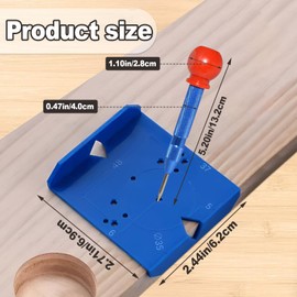 Wshxjzyay 1 Set Concealed Positioning Hinge Hole Punch, Positioning Punch, Hole Puncher, Drill Guide, Drilling Locator, Drilling Guide Tool, Spring Loaded Center Punch, 35mm 40mm Cabinet Hinge Jig