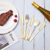 N9R 160pcs Gold Plastic Silverware - Gold Plastic Utensils Set