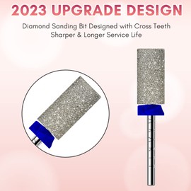 Makartt Nail Drill Bits, Large Barrel Carbide Diamond Sanding Bit for Nail Prep Shaping, Upgrade Nail Drill Tips with Cross Teeth and Dust-Proof Ring for Manicure Salon Cuticle Remove, M #150 Grit