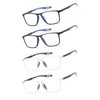 Autojouls 4-Pack Blue Light Blocking Reading Glasses, Men Large Frame
