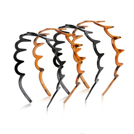 WOVOWOVO Zig Zag Headbands for Women Teen Girls Men, Plastic Hair Bands with Teeth Thin Zigzag Head Bands for Women's Hair, Non Slip Black Shark Tooth Comb Hairbands, 4 Packs