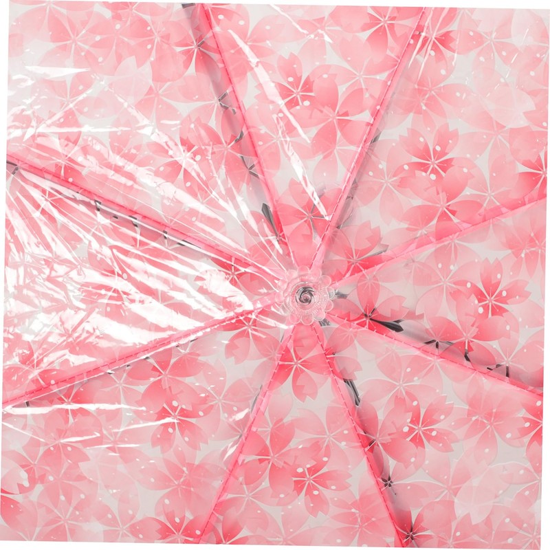 FOMIYES Cherry Blossom Transparent Umbrella Compact Fold Automatic Windproof Travel