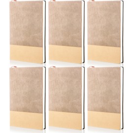Thenshop 6 Pack Lined Journal Notebooks for Work College Ruled A5 Note Book, 200 Pages, 8. 3 x 5. 7 Inches, Soft Cover PU Leather Journaling for Women Men Writing Home School Supplies(Khaki)