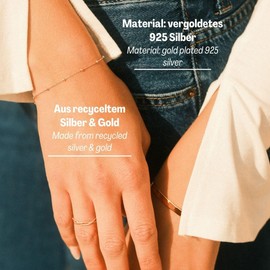 Mary & Jules Women's Rose Gold Bracelet Made of Recycled Silver, Gold-Plated, 925 Sterling Silver, Women's Bracelet Rose Gold, Gold Bracelet for Women and Girls, Sterling Silver