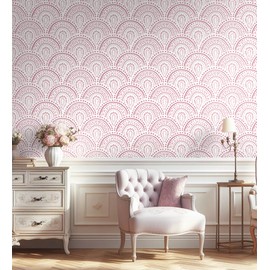 EeeComing Boho Peel and Stick Wallpaper Pink Geometric Wallpaper 17.3" x118" Geometric Contact Paper Pink Peel and Stick Wallpaper Removable Self Adhesive Wallpaper for Wall Home Decoration Vinyl